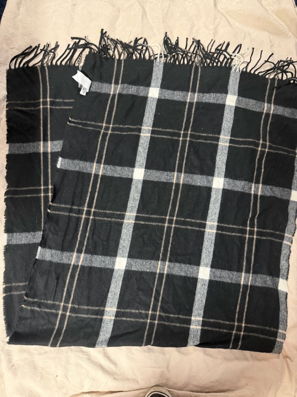 Hollister Black Scarf with Ivory Stripes